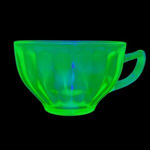 Vintage Uranium Depression Glass Collectible Green Tea Cup